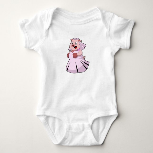 Body Para Bebê Pig as Bride with Wedding dress.PNG (Frente)