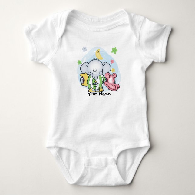 Body Para Bebê Pijamas do elefante (Frente)