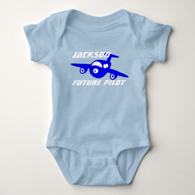 Body Para Bebê Piloto "Futuro" personalizado de jato (Frente)