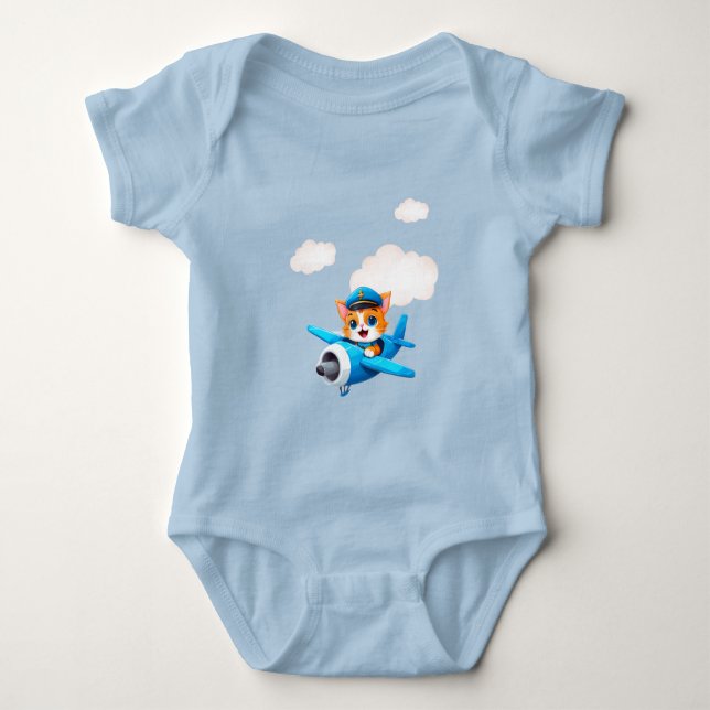 Body Para Bebê Piloto Gato (Frente)