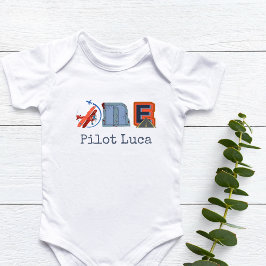 Body Para Bebê Piloto Personalizado Primeiro Aniversário
