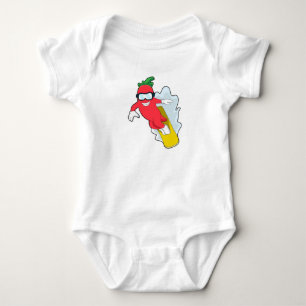 Body Para Bebê Pimenta em Snowboard com Snowboard