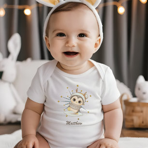 Body Para Bebê Pinguim Boho De Inverno Com Estrelas E Nome
