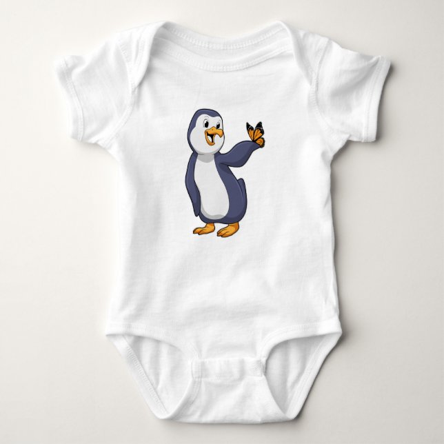 Body Para Bebê Pinguim com borboleta (Frente)