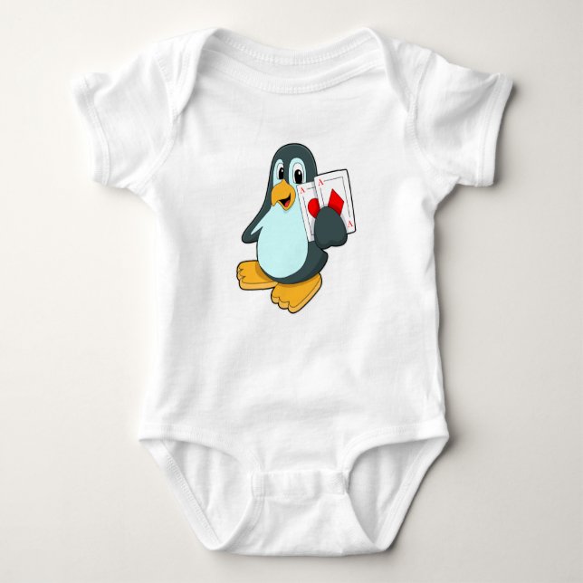 Body Para Bebê Pinguim com cartões Poker (Frente)