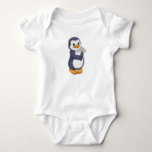 Body Para Bebê Pinguim com Daisy