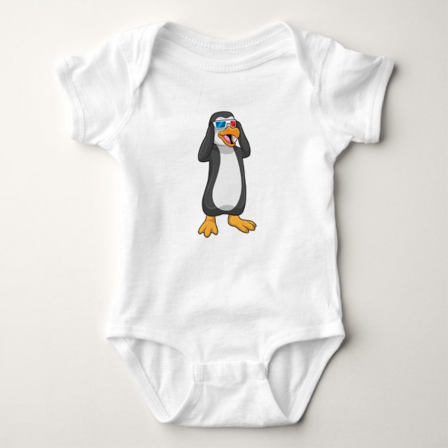 Body Para Bebê Pinguim com óculos (Frente)