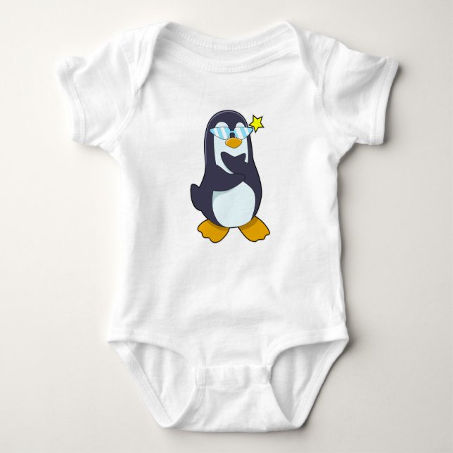 Body Para Bebê Pinguim com óculos de sol (Frente)