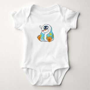Body Para Bebê Pinguim com termômetro clínico