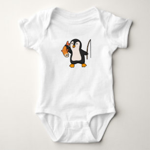 Body Para Bebê Pinguim como Anglas com Peixe