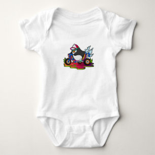 Body Para Bebê Pinguim como Biker com motocicleta