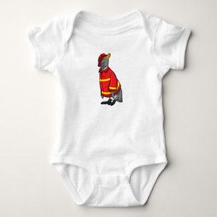 Body Para Bebê Pinguim como Bombeiro com Capacete