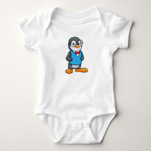 Body Para Bebê Pinguim como Nerd com Óculos