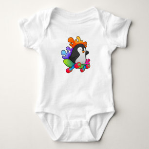 Body Para Bebê Pinguim como Patinador com skate