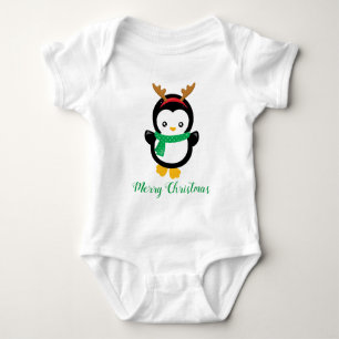 Body Para Bebê Pinguim de Natal Adorável