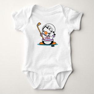 Body Para Bebê Pinguim do hóquei em gelo
