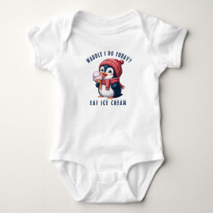 Body Para Bebê Pinguim e Sorvete