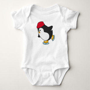 Body Para Bebê Pinguim em patinação de gelo com chapéu