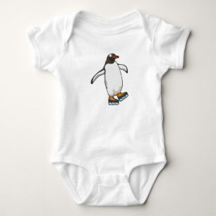 Body Para Bebê Pinguim em patinação no gelo com skates de gelo