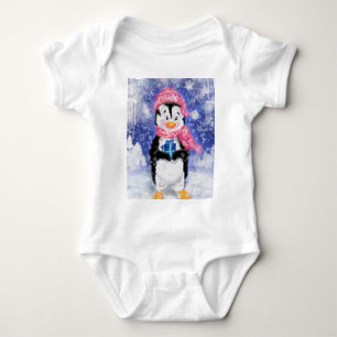 Body Para Bebê Pinguim Feliz - Natal -