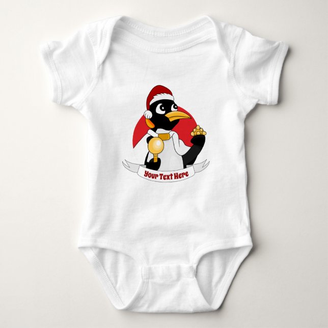 Body Para Bebê Pinguim imperador desenho animado de natal Bebê ro (Frente)