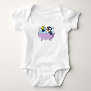 Body Para Bebê Pinguim na Banheira com Pato