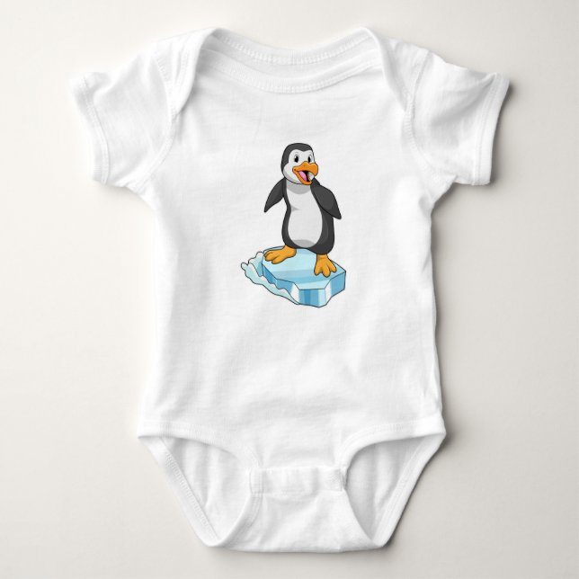 Body Para Bebê Pinguim no gelo (Frente)
