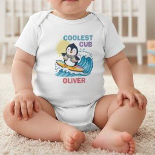 Body Para Bebê "Pinguim Surfista Mais Girlegal"