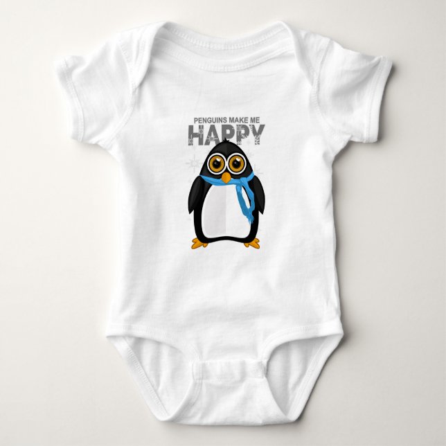 Body Para Bebê Pinguins me fazem feliz (Frente)