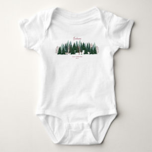 Body Para Bebê Pinheiros verde floresta natureza Natal Feriado