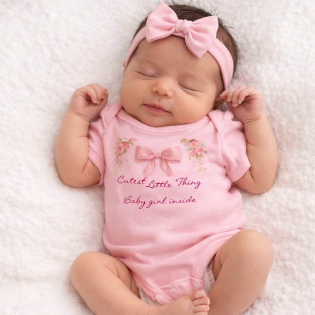 Body Para Bebê Pink Bow Coquette Floral Baby Girl (Criador carregado)