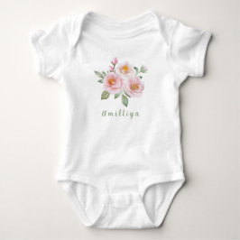 Body Para Bebê Pink Flor Personalizado Nome Fofo Morden 