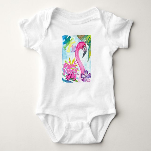 Body Para Bebê Pink Vibes Only – Pink Flamingo (Frente)
