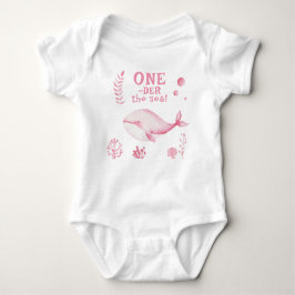 Body Para Bebê Pink Whale Oneder The Sea 1st Birthday