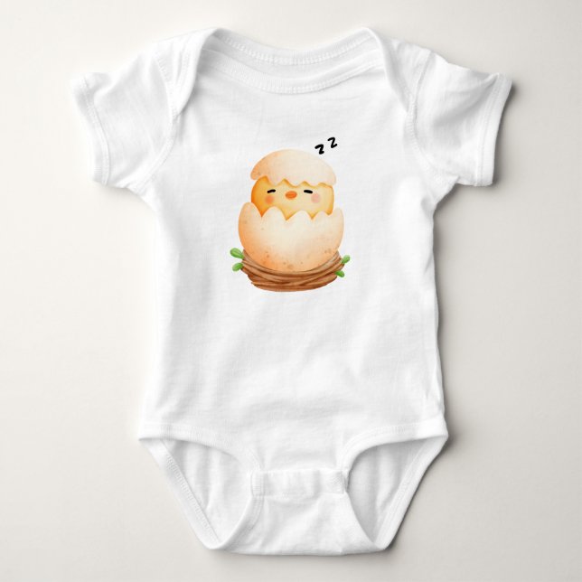 BODY PARA BEBÊ PINTINHO DE DORMIR EM UM OVO LESTE (Frente)