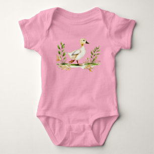 Body Para Bebê Pintinho em Aquarela Com Trevo de Quatro Folhas