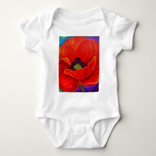 Body Para Bebê Pintura vermelha da flor da papoila - multi
