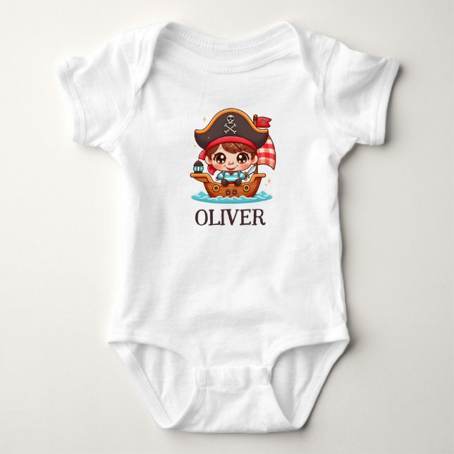 Body Para Bebê Pirata Marinheiro Bonito e Navio Pirata (Frente)