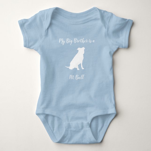 Body Para Bebê Pit Bull Chá de fraldas Blue Boy Pitbull (Frente)