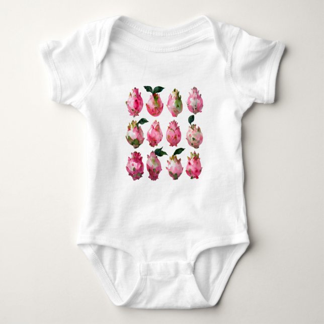 Body Para Bebê Pitaya Watercolor Art Tropical (Frente)
