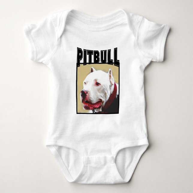 Body Para Bebê Pitbull branco (Frente)