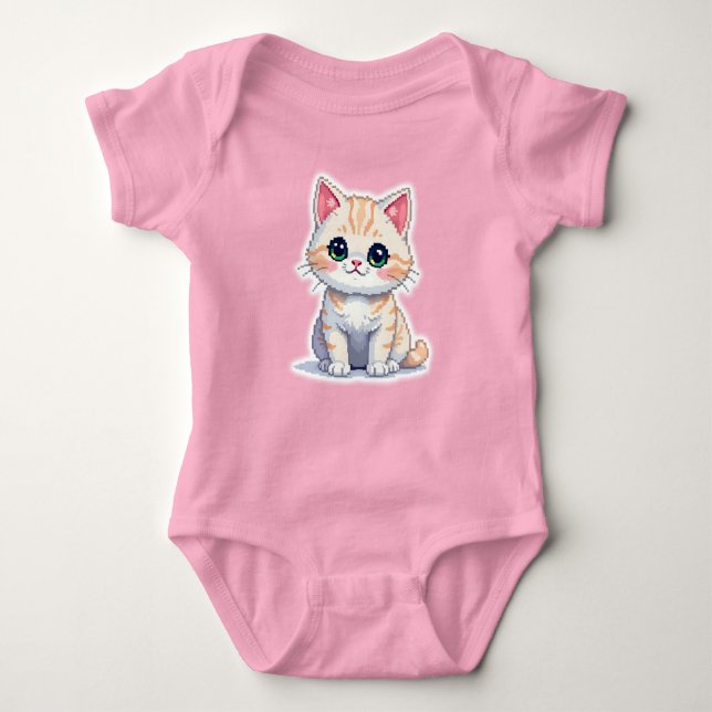 Body Para Bebê Pixel art kitten (Frente)