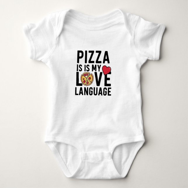 Body Para Bebê Pizza é a minha língua de amor (Frente)