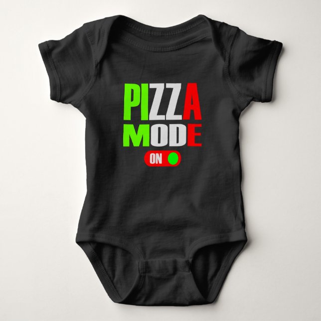 Body Para Bebê Pizza mode On Funny Apparel Eat Gift Idea (Frente)