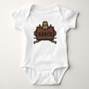 Body Para Bebê Placa de rancho ocidental com armas de cowboy pers