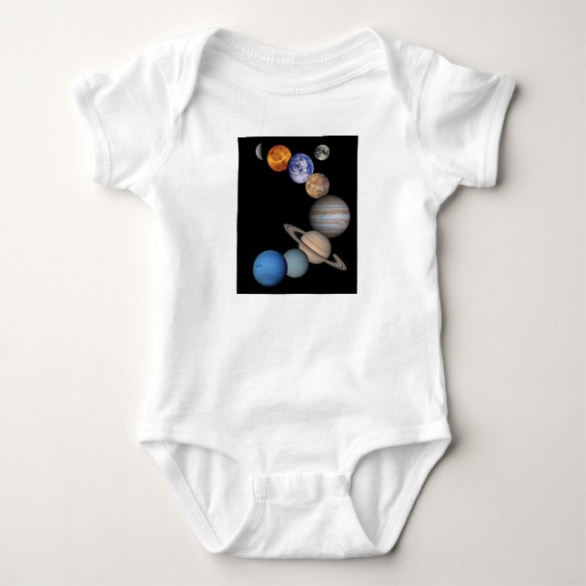 Body Para Bebê Planetas do sistema solar (Frente)