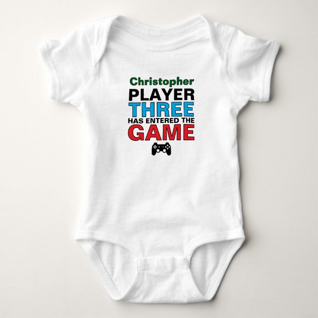 Body Para Bebê Player Três Bebê Gamer Personalizado (Frente)