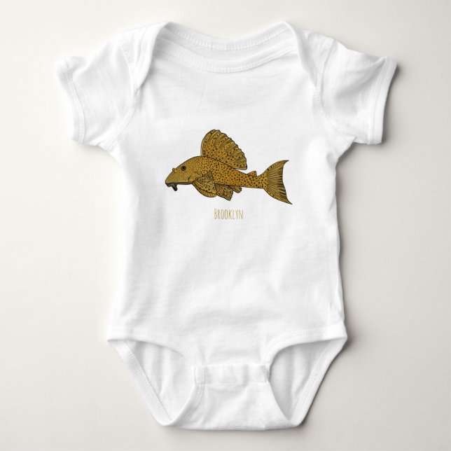 Body Para Bebê Pleco fish cartoon illustration  (Frente)