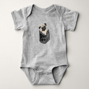 Body Para Bebê Pocket Pug Cinza Bebê Bebê Roupa