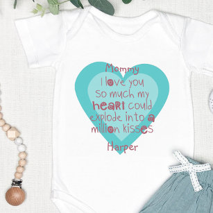 Body Para Bebê Poema de Mamães Bonitas no Coração Azul Personaliz